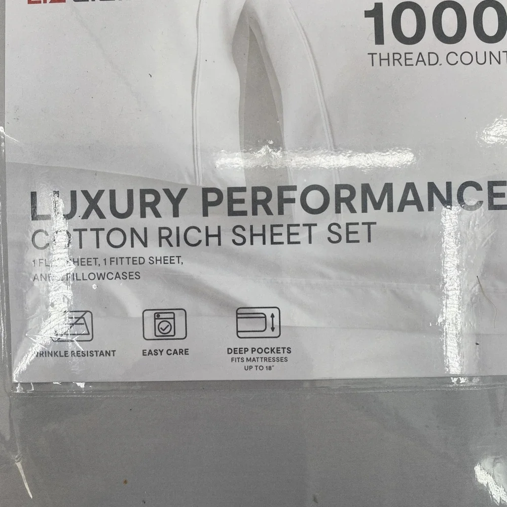 Liz Claiborne Sheet Set KING Light Gray Luxury Performance 1000TC Cotton Crisp